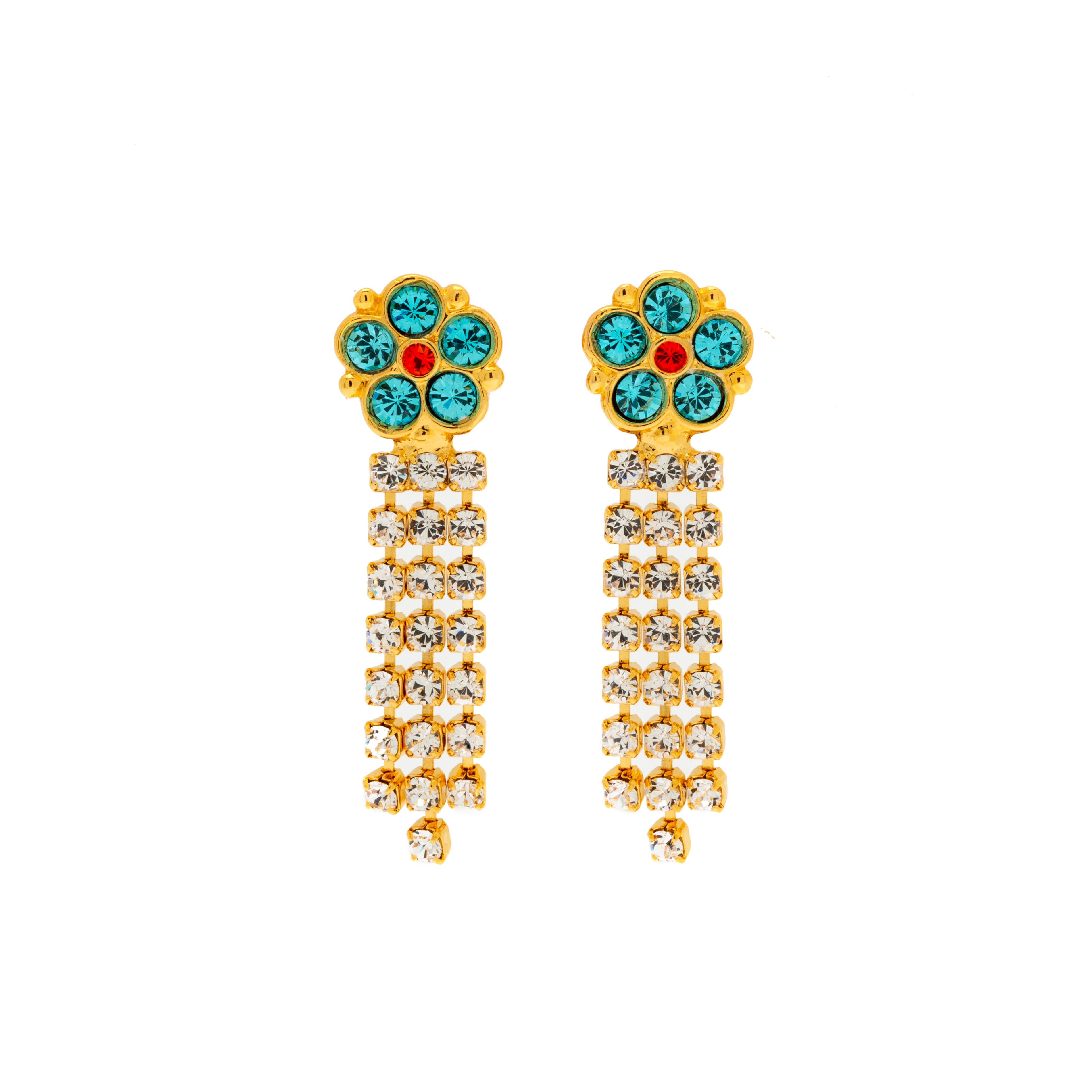 Alluring aqua and crystal statement earrings Australia French Attic
