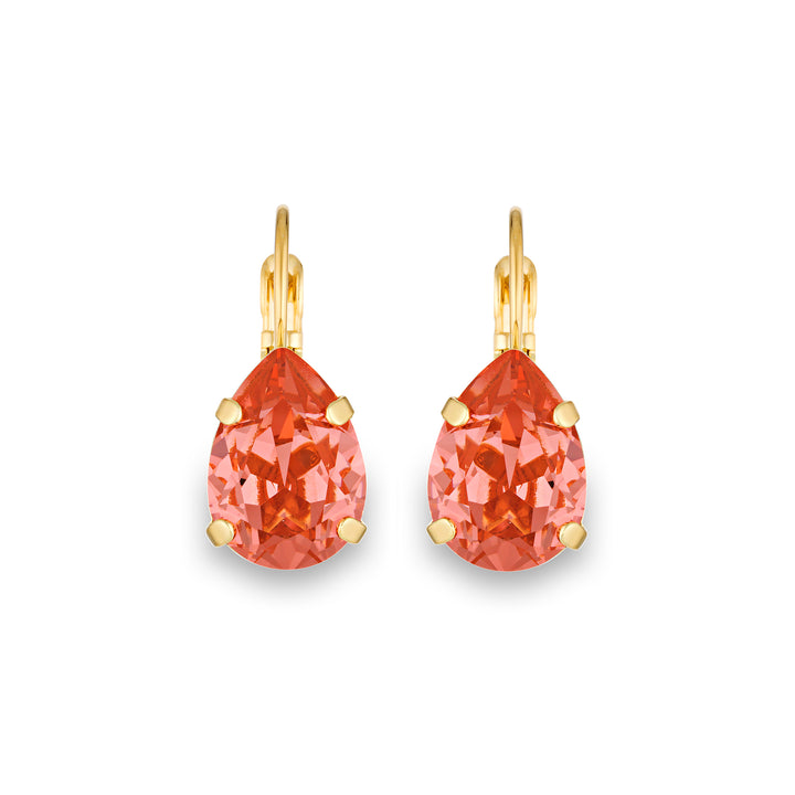 Adele Rose Peach Teardrop Crystal Earrings