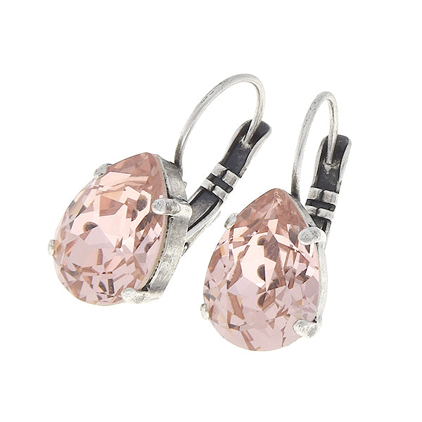 Adele Earrings Vintage Rose Pink Teardrop Crystal Earrings