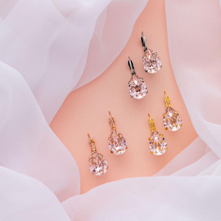 Adele Earrings Vintage Rose Pink Teardrop Crystal Earrings