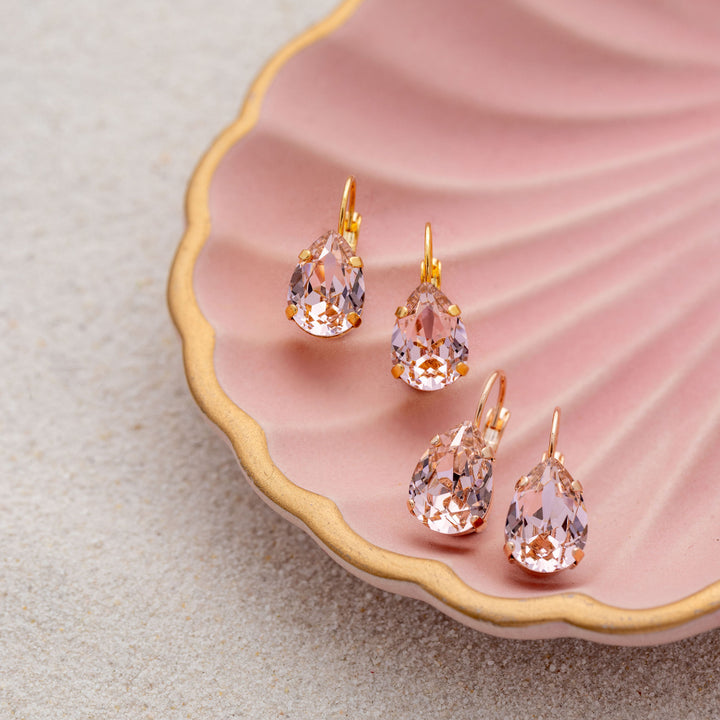 Adele Earrings Vintage Rose Pink Teardrop Crystal Earrings