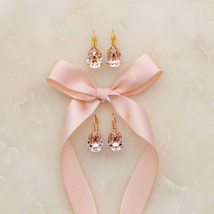Adele Earrings Vintage Rose Pink Teardrop Crystal Earrings