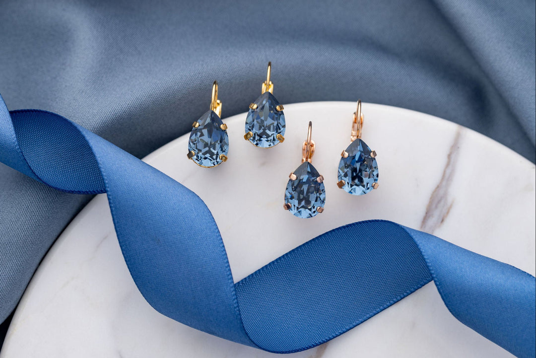 Adele Denim Blue Crystal Earrings