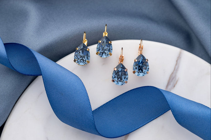Adele Denim Blue Crystal Earrings