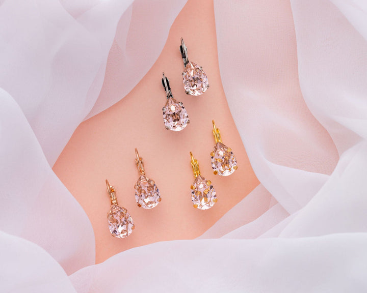Adele Earrings Vintage Rose Pink Teardrop Crystal Earrings