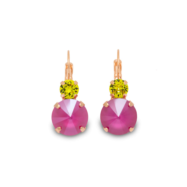 Pink and green earrings
