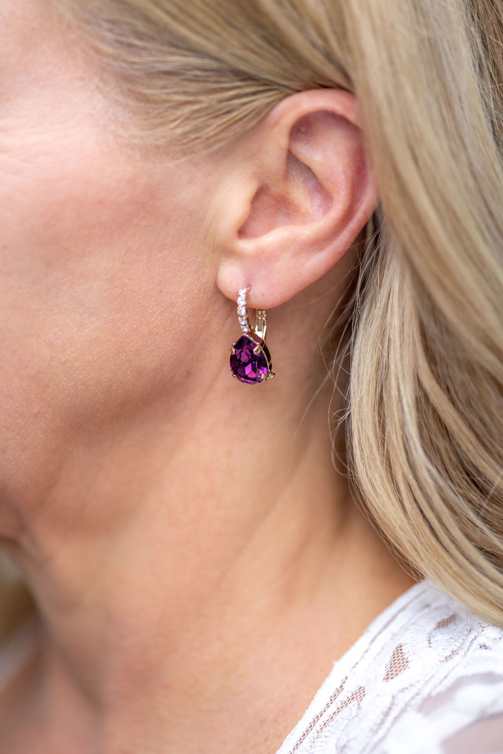 Vivienne Amethyst Crystal Earrings