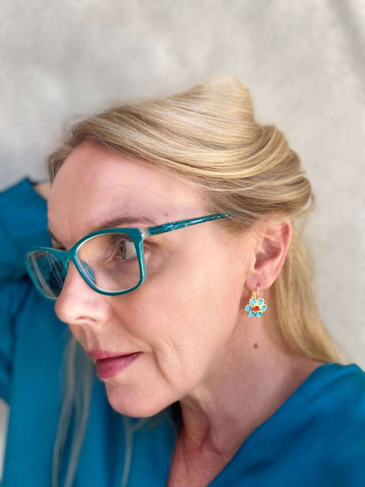 Fleur Earrings Aqua