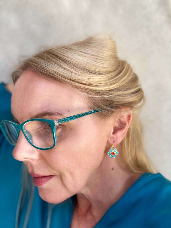Fleur Earrings Aqua