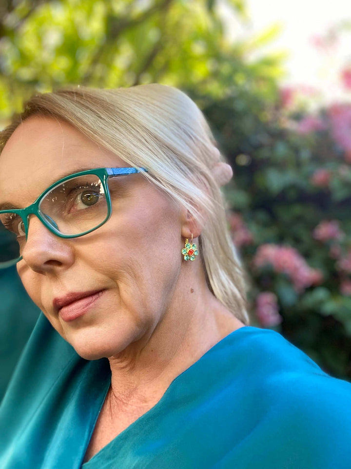 Fleur Earrings Aqua