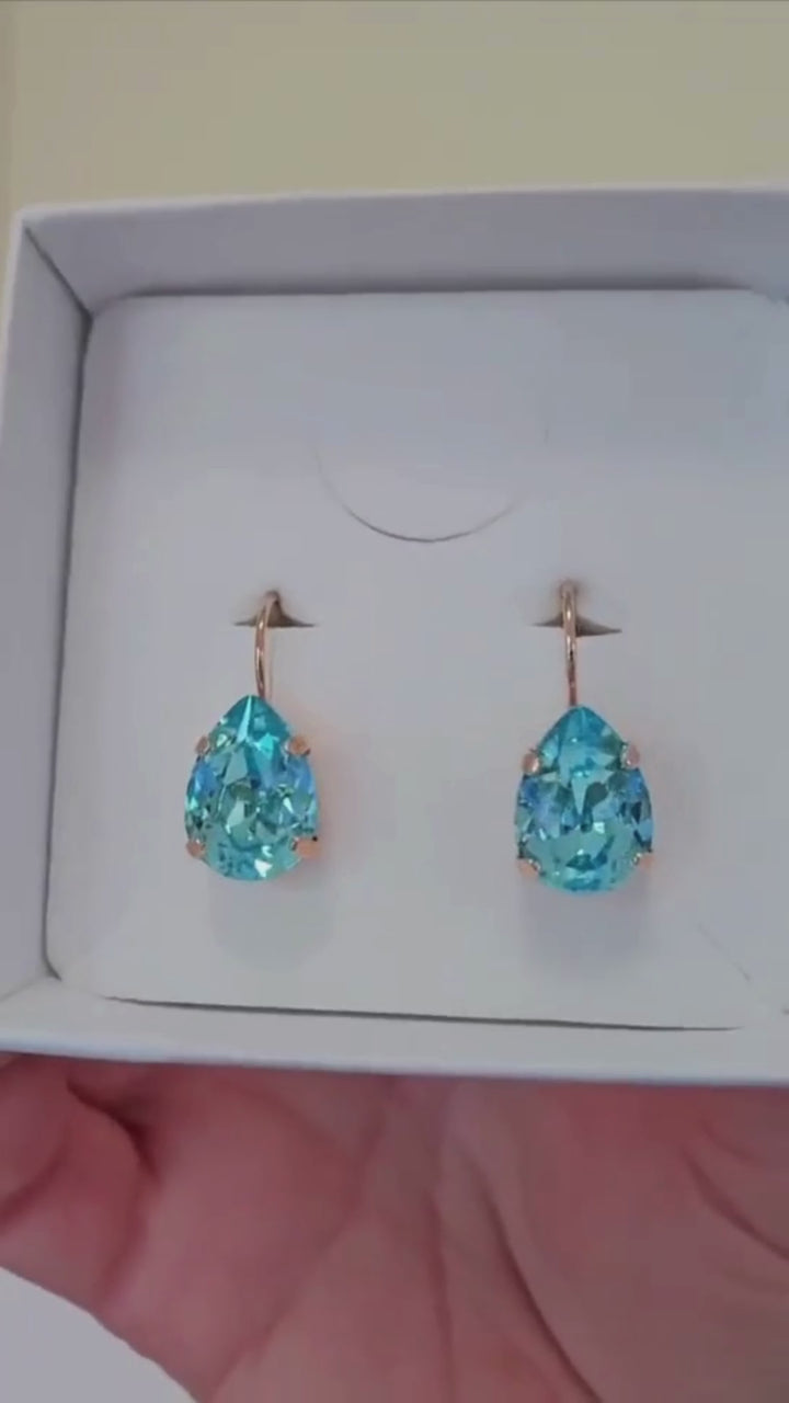 Adele Aqua Blue Crystal Earrings